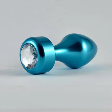 Butt Plug Blue Rosebud with Jewel featuring a durable nickel-free metal design and elegant jewel embellishment for visual appeal.