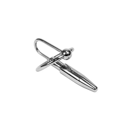 Wedge plug with Glans ring-Ø 28 MM metal urethral plug for intensified sensations, silver color, 8 mm diameter