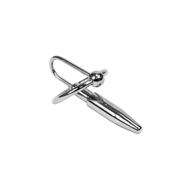 Metal Wedge plug with Glans ring-Ø 30 MM, silver urethral plug designed for advanced BDSM play and heightened sensations.