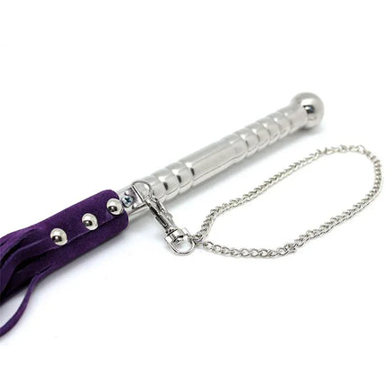 Flogger Purple 52 cm premium leather with metal handle and chain