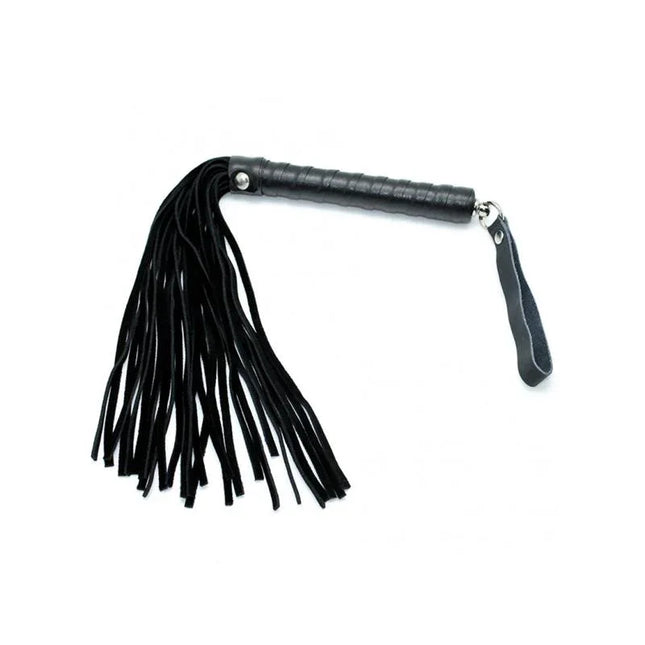 Flogger 35 cm genuine leather BDSM tool with black design and balanced feel for impact play