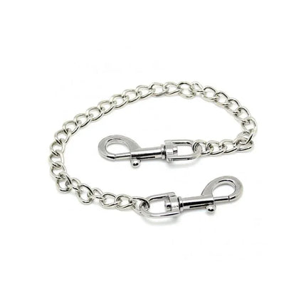 Chain with hooks - Silver metal restraint chain, 31 cm length, ideal for BDSM play, compatible with handcuffs, adult accessory.