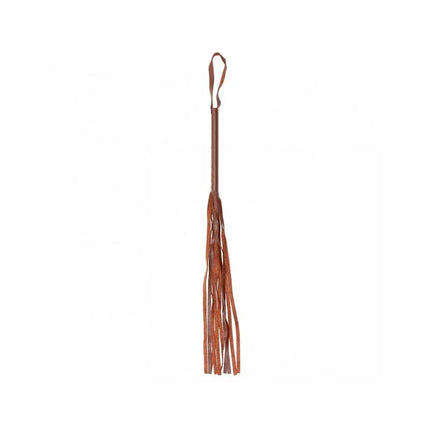 Whip 62 cm brown leather flogger with 10 double-sided strips for BDSM