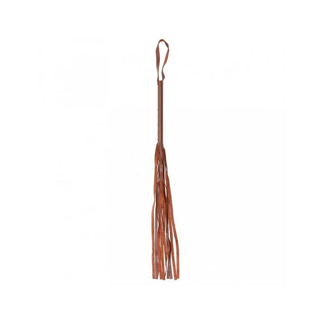 Whip 62 cm brown leather flogger with 10 double-sided strips for BDSM