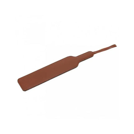 Brown Leather Paddle for BDSM play, 40 cm long, durable and classic design, genuine leather for consensual exploration.