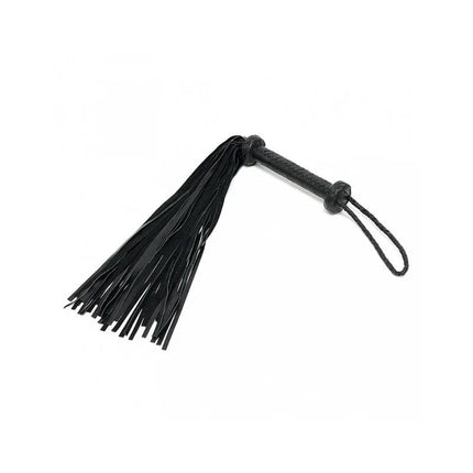 Braided Flogger Leather Black premium BDSM accessory with suede finish and 50 cm length for precision and control in sessions.