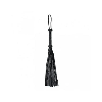 Braided Flogger Leather Black BDSM accessory in suede leather, providing control and precision, total length 50 cm, durable and soft.