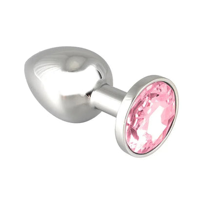 Plug Metal 7,3 cm with surgical steel body and pink glass element, designed for comfort and easy insertion.