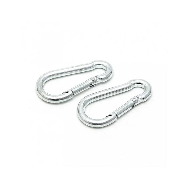 Carabine hooks, 2 pcs., durable plated steel carabiner set for secure BDSM play.