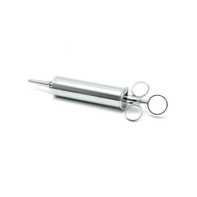 Squirt, 100 cc.-100 cc. plated steel insertion syringe for intimate play, featuring durable design and 100cc capacity for controlled dosing.