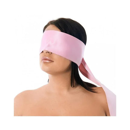 Pink Polyester Blindfold for sensory play, designed for intimate moments, 100% polyester, 150 x 10 cm, soft and comfortable fit.