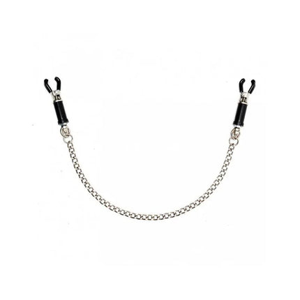 Nipple clamps-Adjustable with black and silver design, featuring a connecting chain for BDSM play and customizable tension.