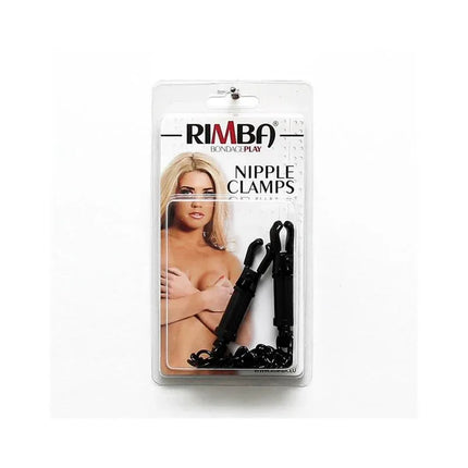 Nipple clamps-Adjustable packaged product with chain for BDSM play, offering controlled pressure and visual appeal.