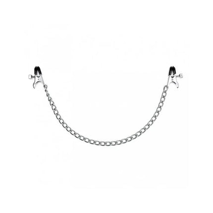 Nipple clamps, M-Adjustable with silver chain for customizable sensation and sleek, discreet finish.