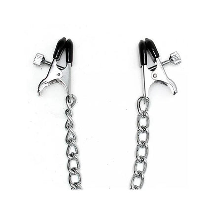 Nipple clamps, M-Adjustable with silver chain, customizable grip for precise sensation.