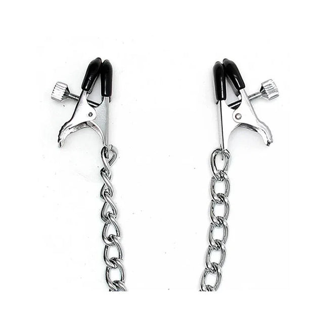 Nipple clamps, M-Adjustable with silver chain, customizable grip for precise sensation.
