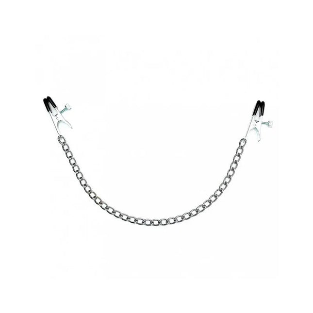Nipple clamps, L-Adjustable with silver chain for BDSM play