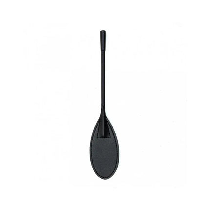 Black leather Paddle Spoon Shaped 28 cm for BDSM play, featuring a spoon-shaped design for precise impact and comfortable handling.
