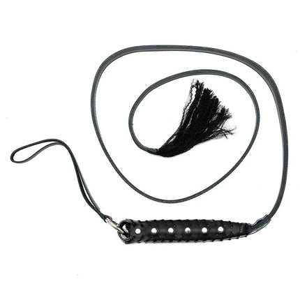 Whip Leather 130 cm - sleek black PU leather BDSM whip for confident exploration and control, 130 cm length.