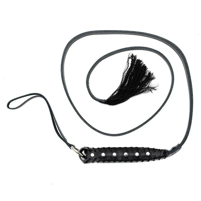 Whip Leather 130 cm - sleek black PU leather BDSM whip for confident exploration and control, 130 cm length.