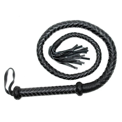 Whip 200 cm, black leather BDSM whip, 200 cm reach, versatile play
