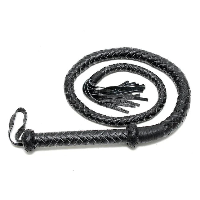 Whip 200 cm black leather BDSM whip with 200 cm length for adventurous play