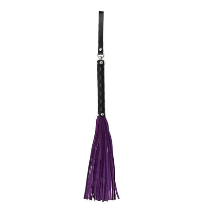 Purple 35 cm premium leather flogger for BDSM play