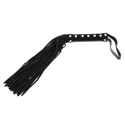 Flogger Leather 44 cm, black leather with 36 strings, premium adult sensory play