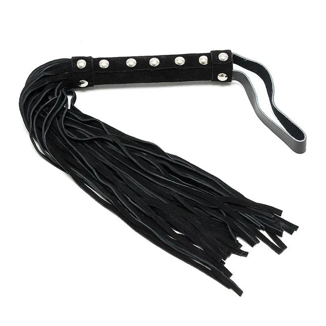 Premium black Flogger Leather 44 cm with 36 genuine leather strings and easy-grip handle for precise control and versatile sensation play.
