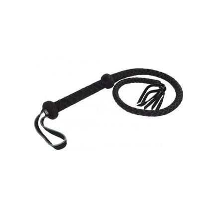 Arabian Bullwhip in black leather, 100 cm length, featuring genuine leather material and precise control design.