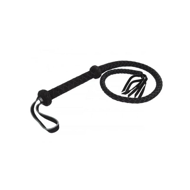 Arabian Bullwhip in black leather, 100 cm length, featuring genuine leather material and precise control design.
