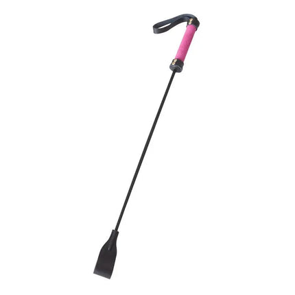 Whip Leather 70 cm with pink handle, designed for precise BDSM play, featuring smooth leather and 70 cm reach for sensory expansion.