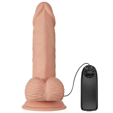 Realistic Vibrator 7,6 Remote Control with textured surface and remote, offering lifelike sensation and versatile use for couples and solo play.