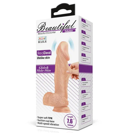 Realistic Vibrator 7,6 Remote Control packaging with lifelike textured design and remote features for immersive experience.