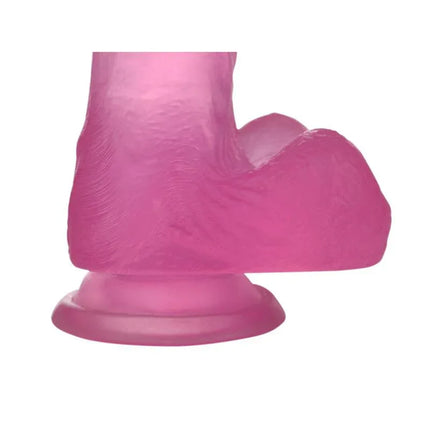 Close-up of Dildo Jelly Studs 7 Pink, showcasing vein-textured flexible TPE material for lifelike pleasure.