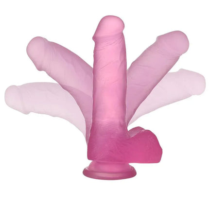 Dildo Jelly Studs 7 Pink Vein-Textured Flexible TPE