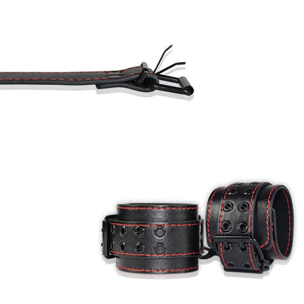 Handcuffs Bondage Black faux leather restraints with adjustable buckles, designed for comfort and confident restraint.