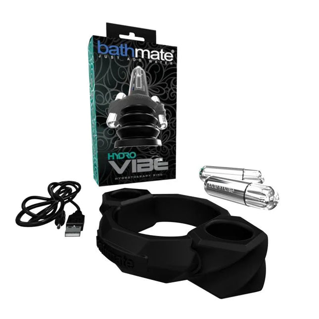 Ring Hydro Vibe USB Silicone with Bathmate pump and vibration bullets