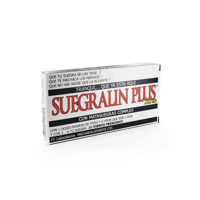 Fruit-Scented Sugar Candi Suegralin Plus packaging box, featuring humorous labeling and 500 mg formulation details.