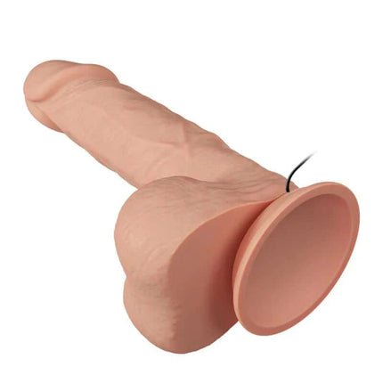 Realistic Vibrator 8,5 Remote Control with lifelike texture and textured testicles for enhanced stimulation.