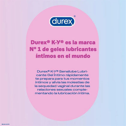 Packaging of Water Base Lub Sensilube KY 75 ml with brand messaging in Spanish.