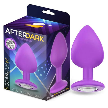 Sparkly Butt Plug Size M Violet featuring jewel base and ergonomic design for comfort, by Afterdark