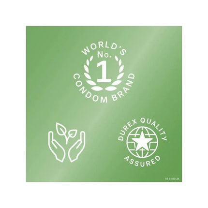 World's No. 1 Condom Brand, Durex Quality Assured logo on green background