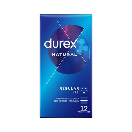Box of Condoms Natural 12 ud by Durex, regular fit, medium thickness, for comfort and reliable protection