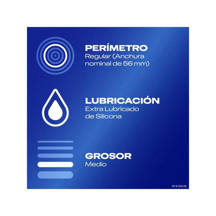 Features of Condoms Natural 12 ud: regular size, extra silicone lubrication, medium thickness for a comfortable fit.