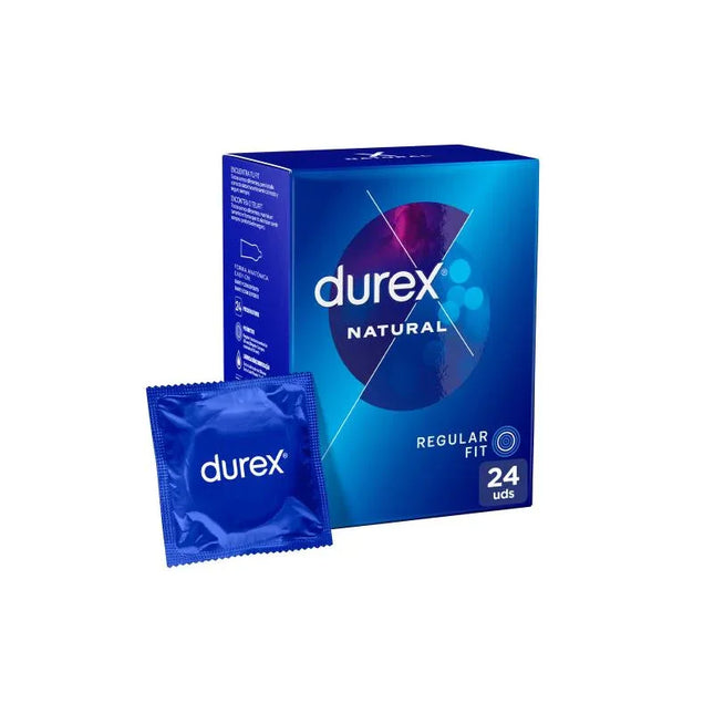 Durex Natural Condoms 24 Pack Regular Fit with Comfortable Wear and Natural Sensation - Condoms Natural 24 ud.