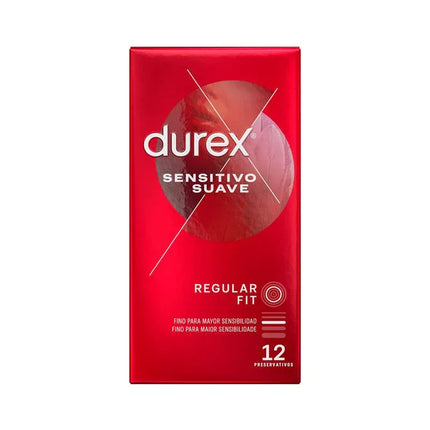 Condoms Sensitivo Suave 12ud pack by Durex featuring ultra-thin design for heightened sensitivity and a smoother, natural feel.