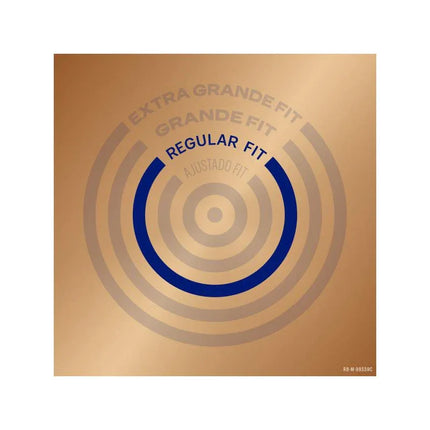 Condoms Real Feel 12ud packaging highlighting regular fit and comfort features, ideal for latex-free, skin-to-skin sensation.