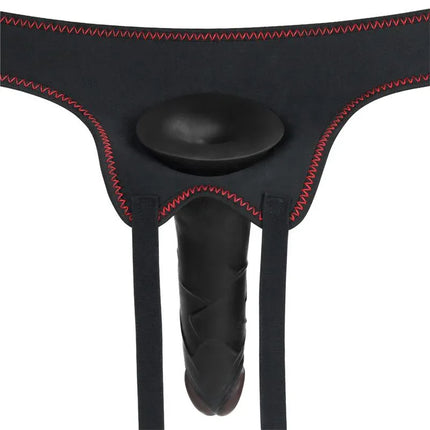 Adjustable Strap On with Dildo 7.5, black harness and realistic dildo design for comfortable wear