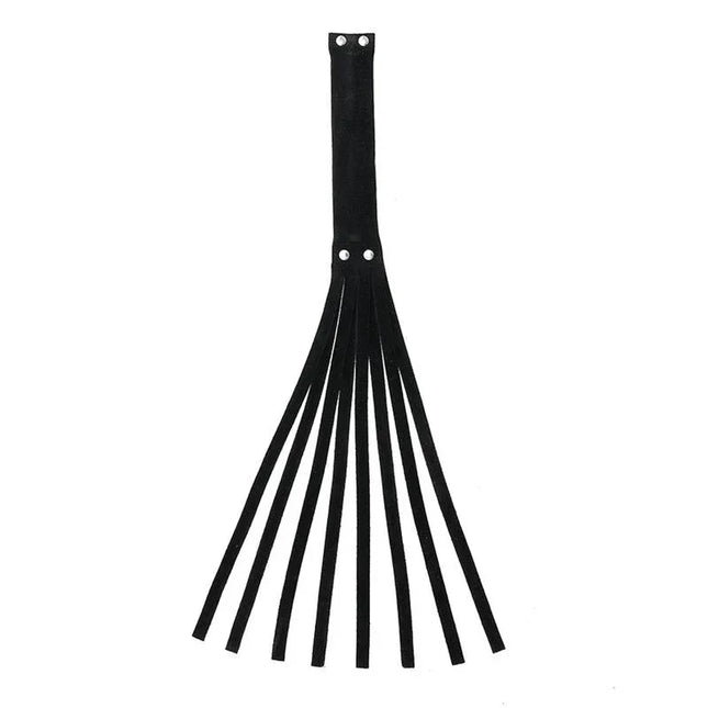 Flogger Leather 42 cm in black with durable, flexible leather strands for versatile BDSM play.